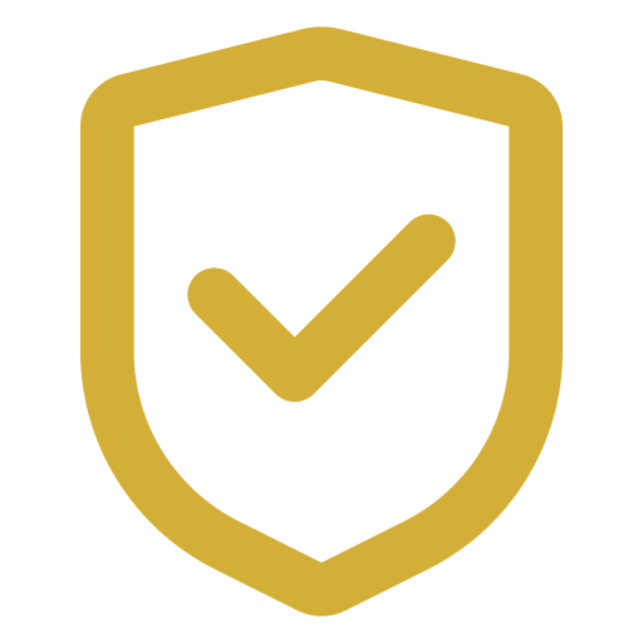 Gold shield with checkmark icon